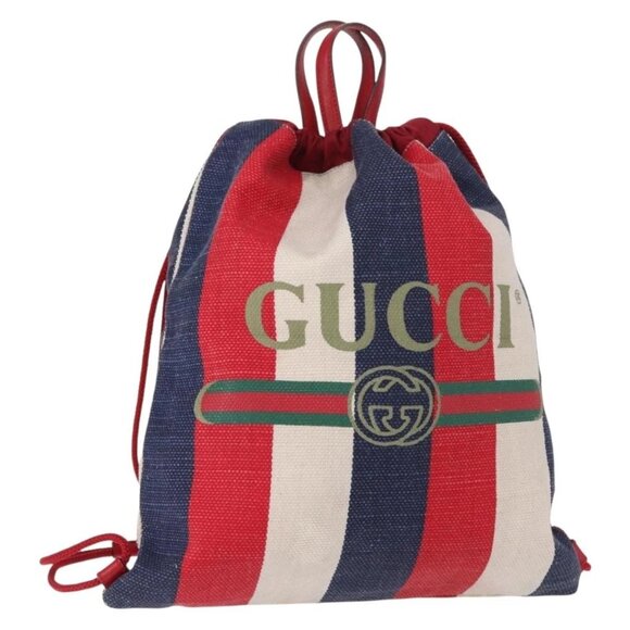 GUCCI Backpack Canvas Blue Red 473872 Auth BA7277 - Picture 1 of 16